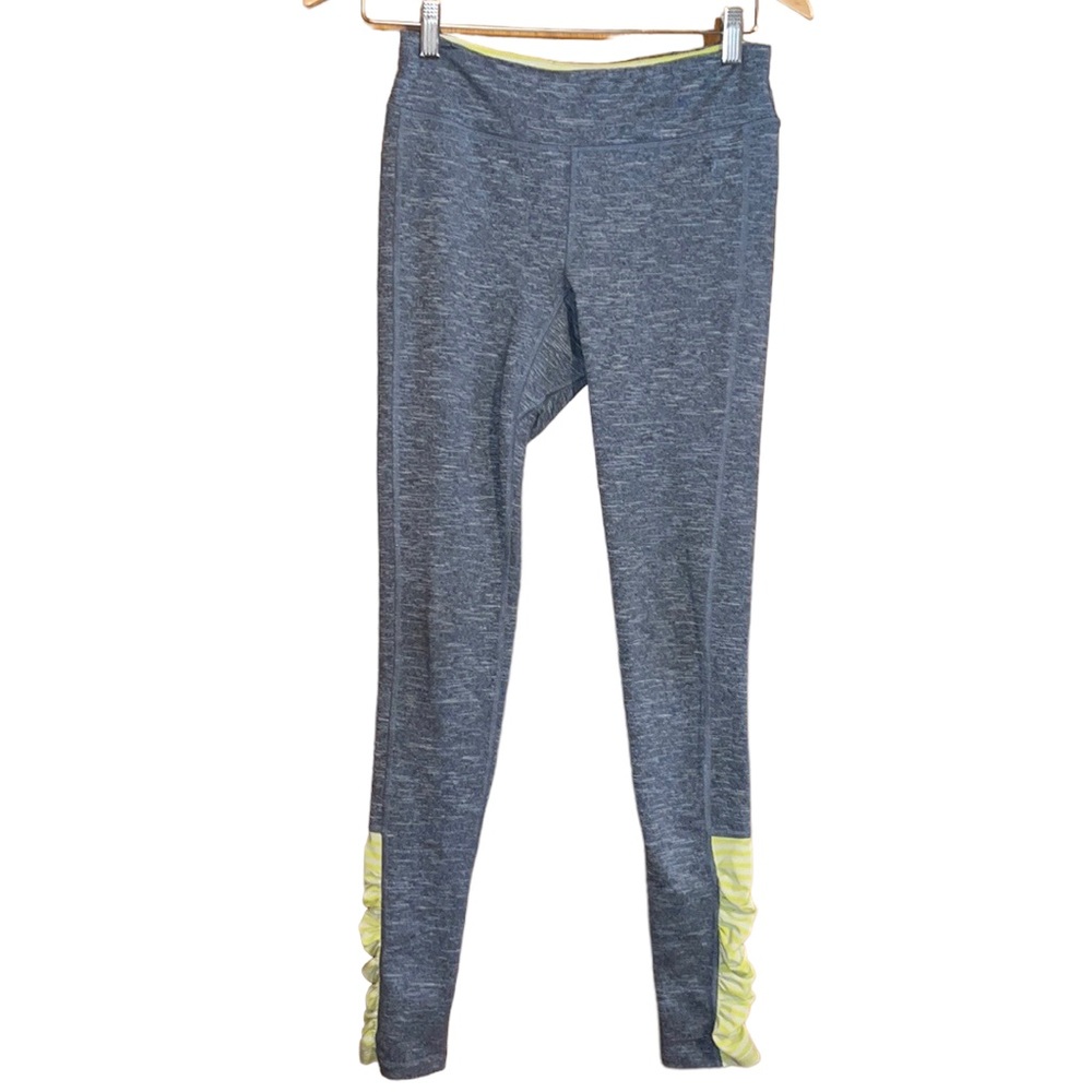 •MOUNTAIN HARDWARE•GRAY & BLUE W/LIME & WHITE STRIPE CINCHED ANKLE LEGGINGS  SM